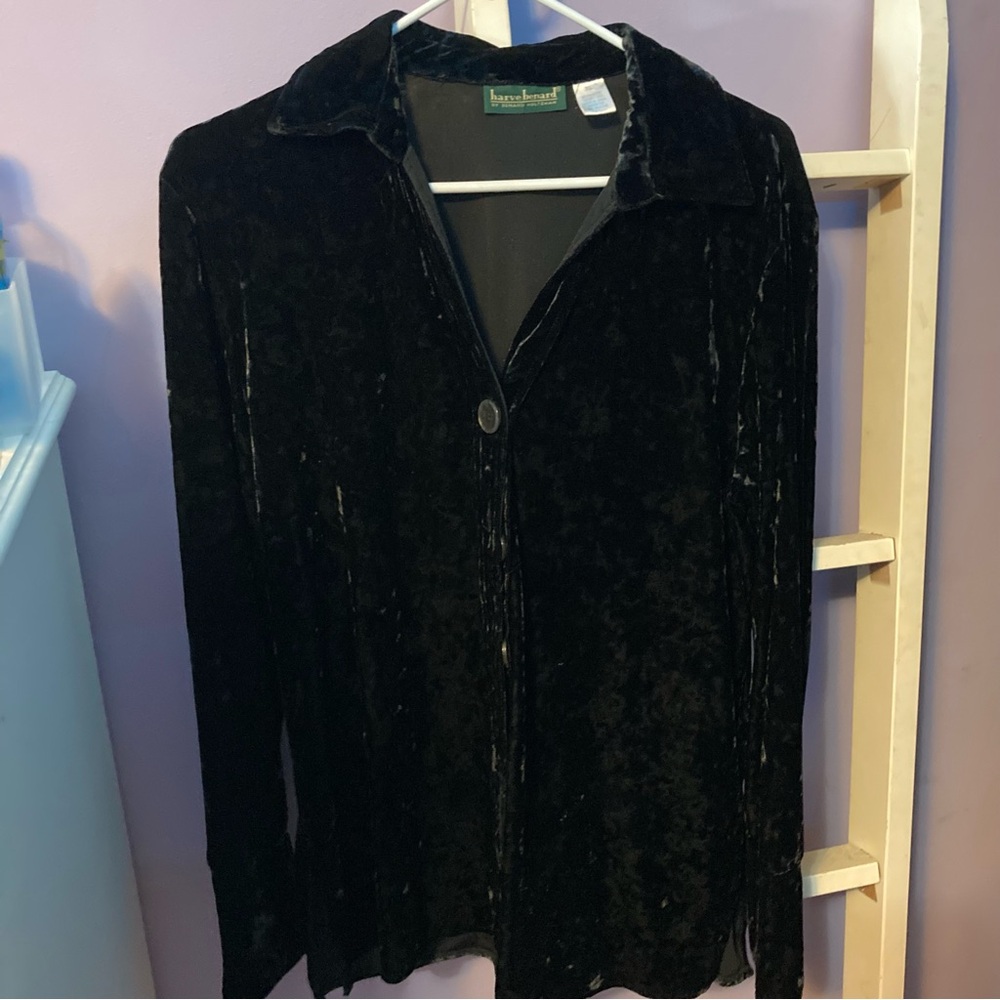 Crushed velvet button up